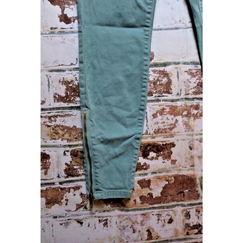 Current/Elliott The Zip Stiletto Faded Teal Cotton Stretch Skinny Jeans - Picture 4 of 8